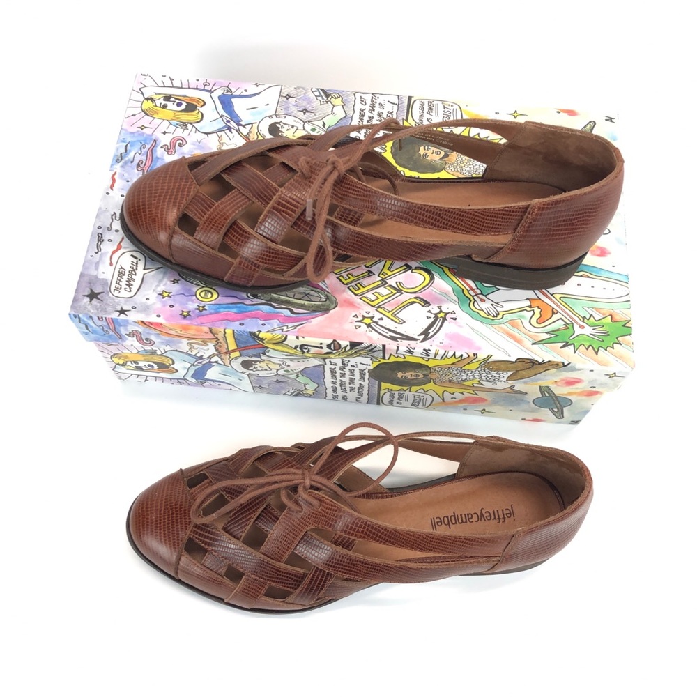 Jeffrey Campbell Canela Flat In Tan Lizard Print